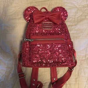 Disney loungefly  pink sequence backpack